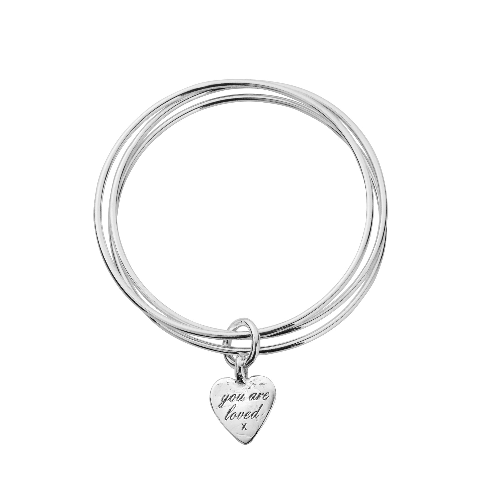 Silver Medium You Are Loved Trio Bangle