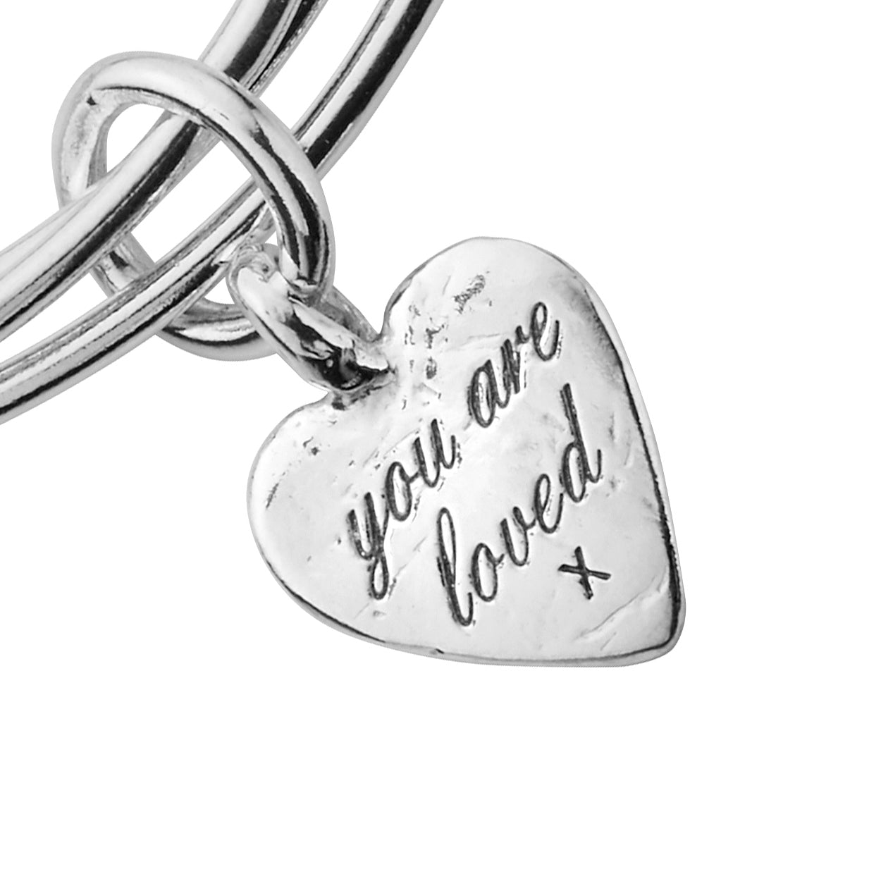 Silver Medium You Are Loved Trio Bangle