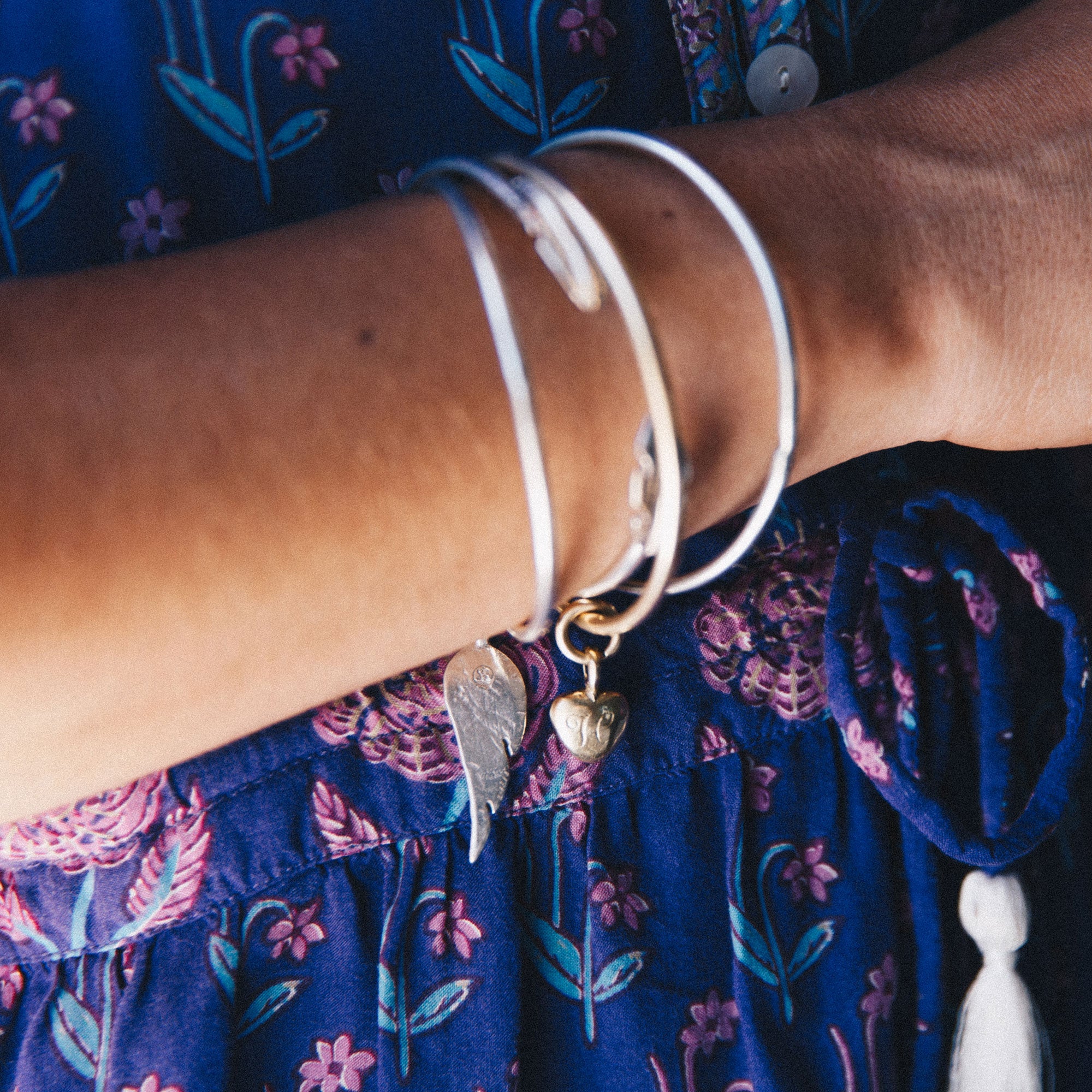 Silver Maxi Angel Wing Bangle