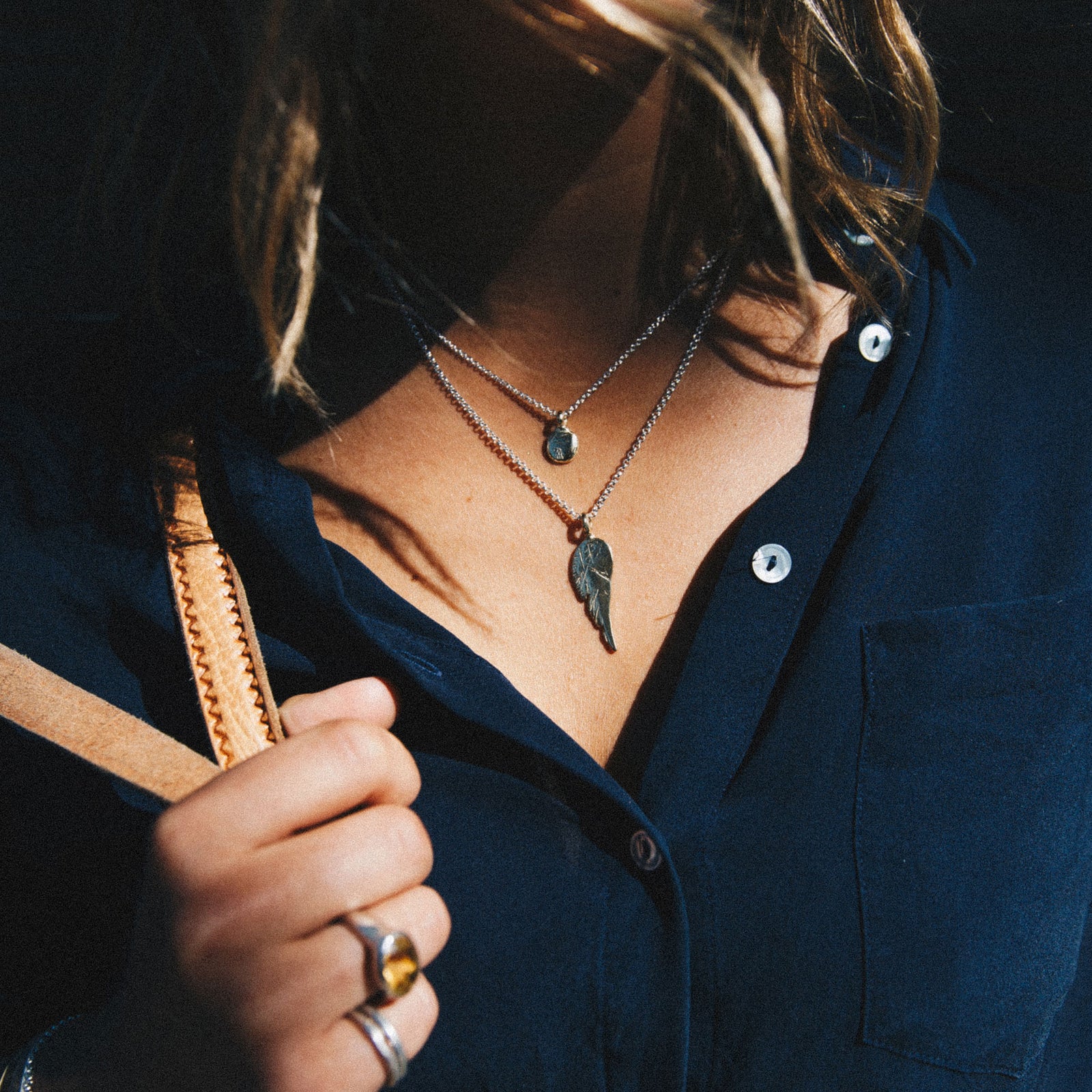 Silver Midi Angel Wing Necklace