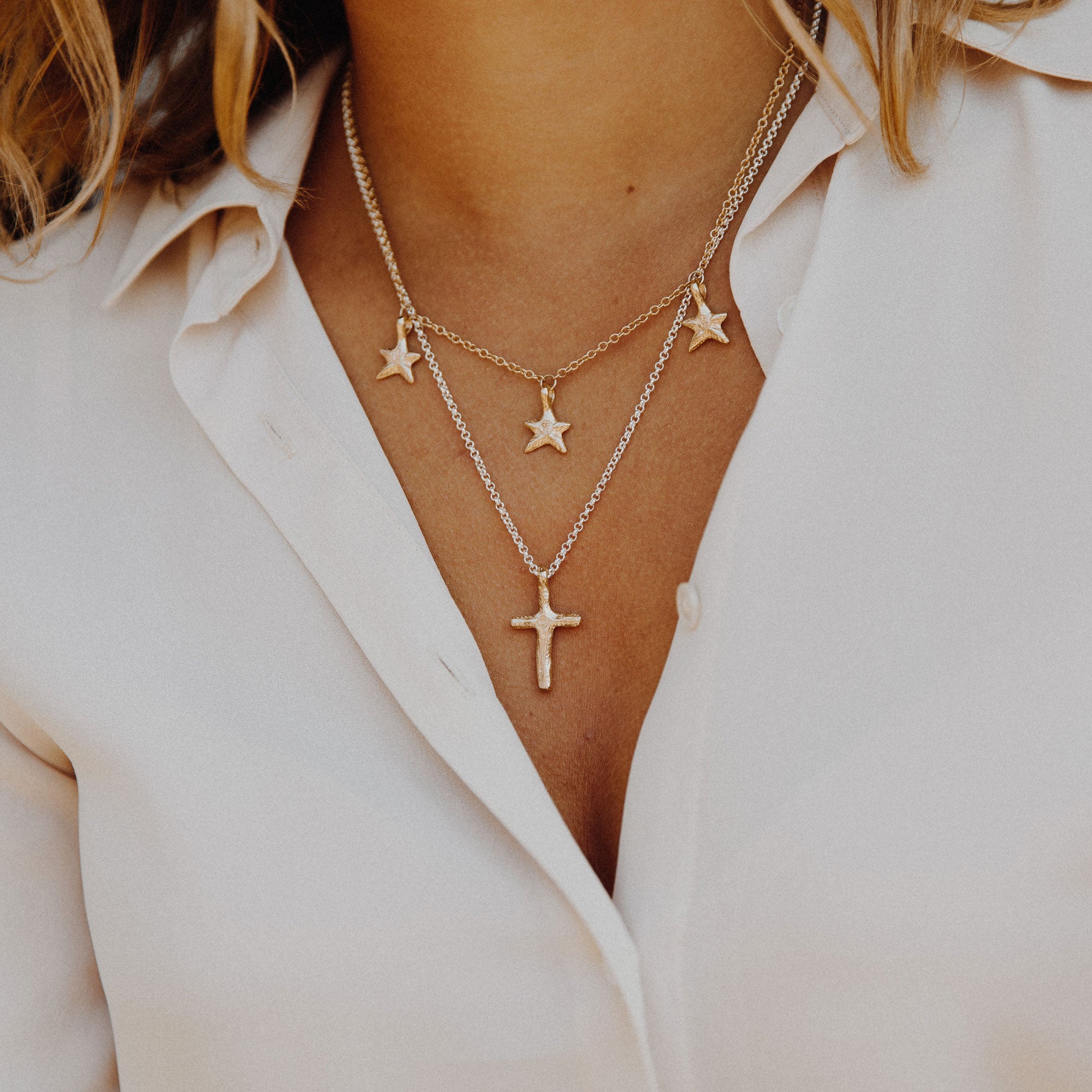 Silver Medium Cross Necklace