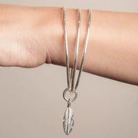Silver Medium Feather Trio Bangle