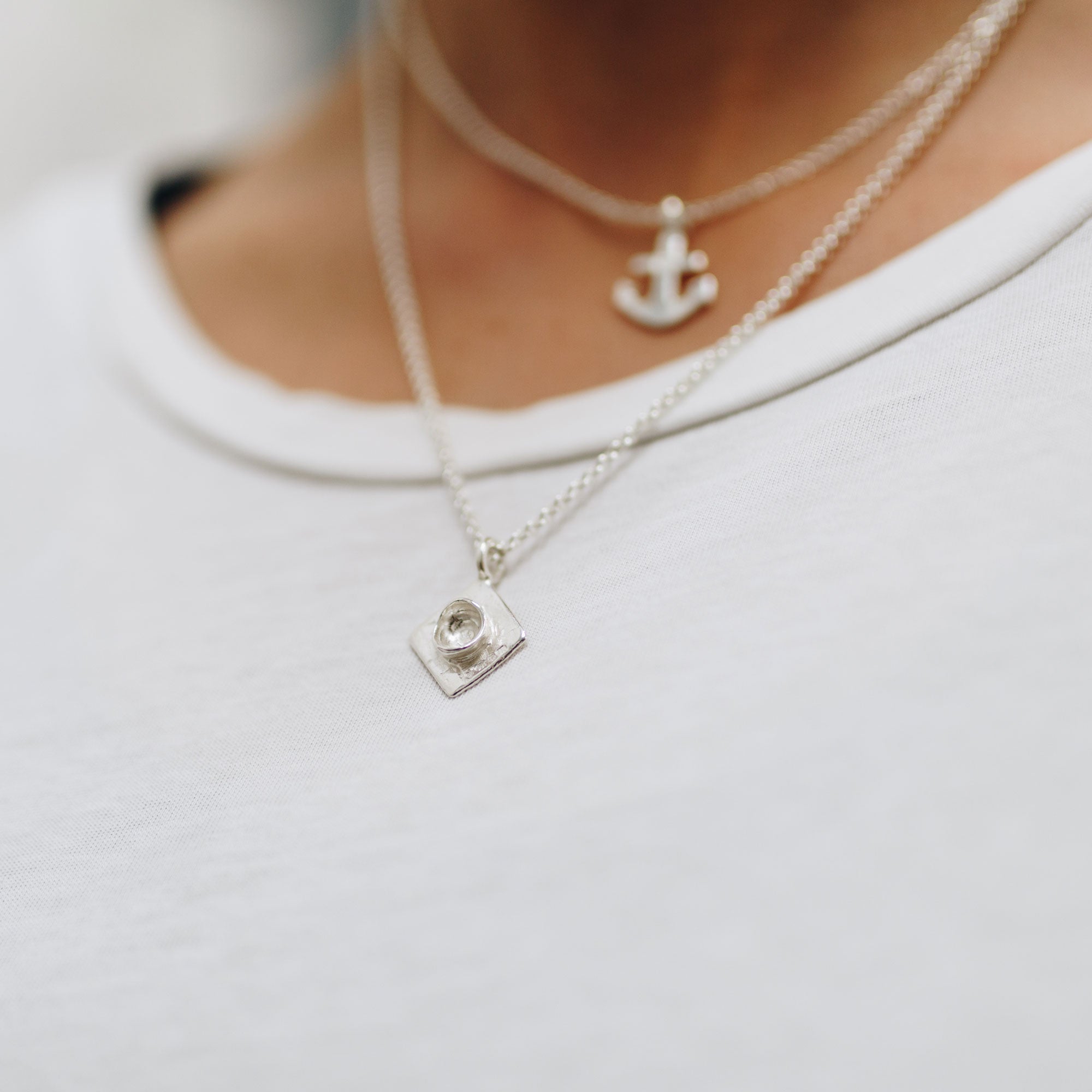 Silver Medium Graduation Cap Necklace