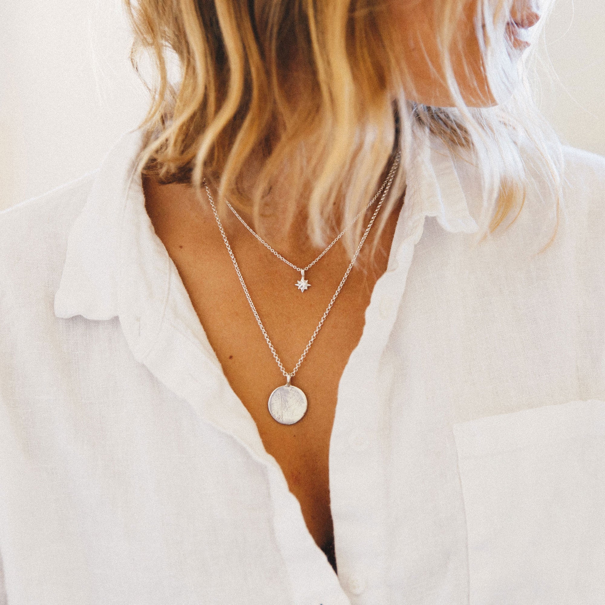 Silver Large Moon Necklace
