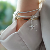Silver Medium Starfish Bangle