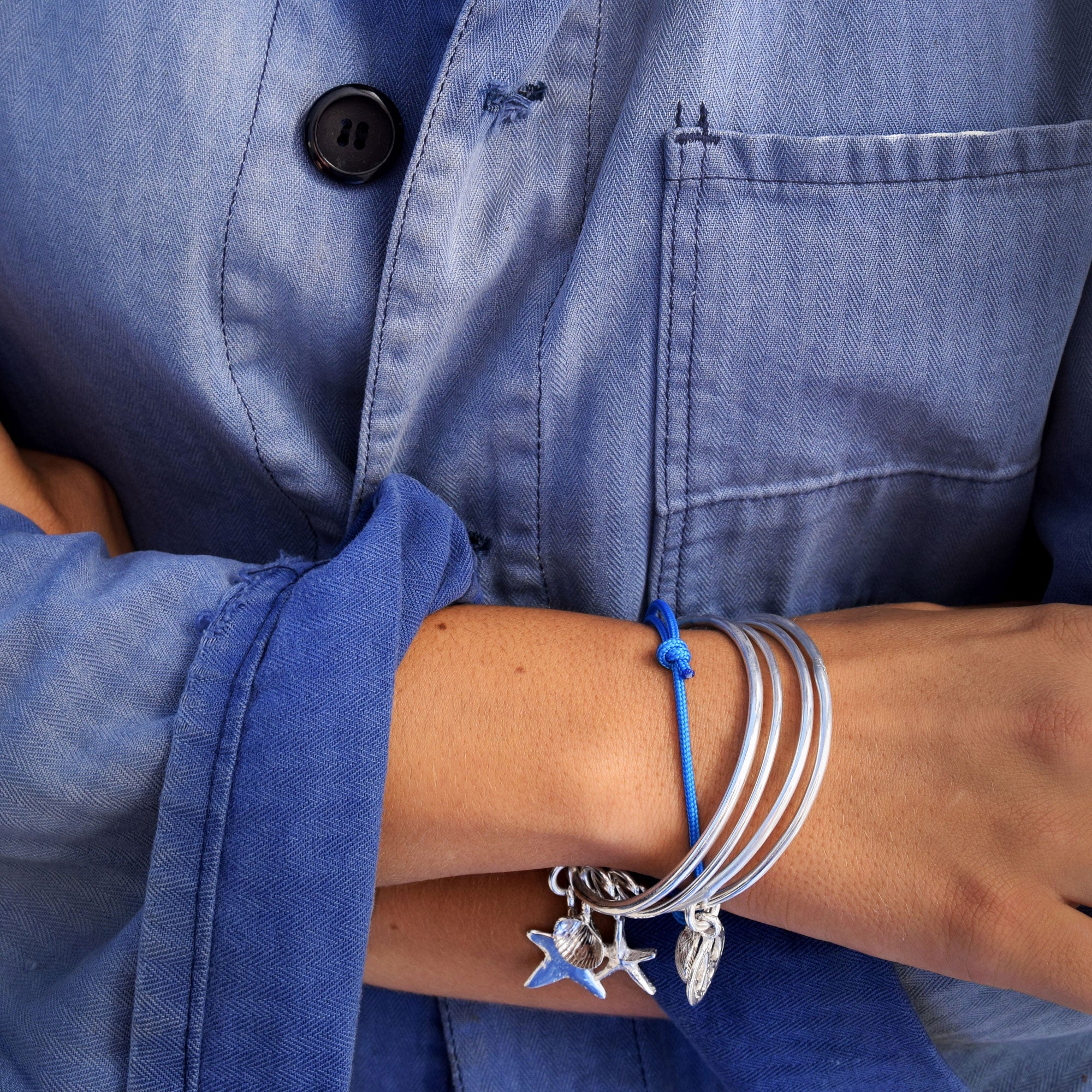 Silver Medium Starfish Bangle