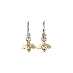 Silver Mini Cupid Hoops With Gold Mini Honey Bee Charms