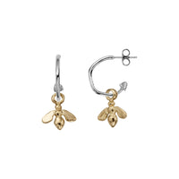 Silver Mini Cupid Hoops With Gold Mini Honey Bee Charms
