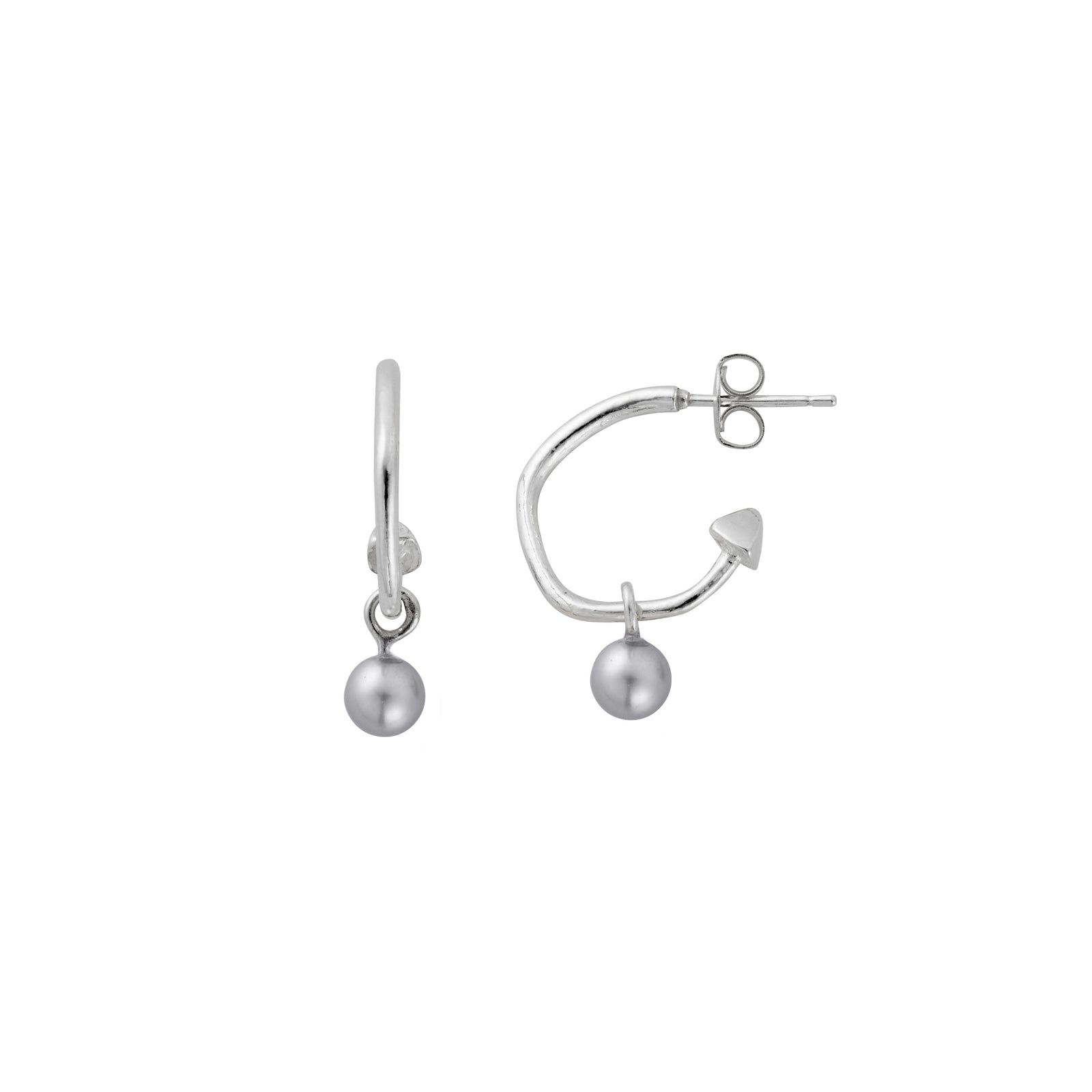 Mini Cupid Hoops With Mini Petrol Pearl Earring Charms