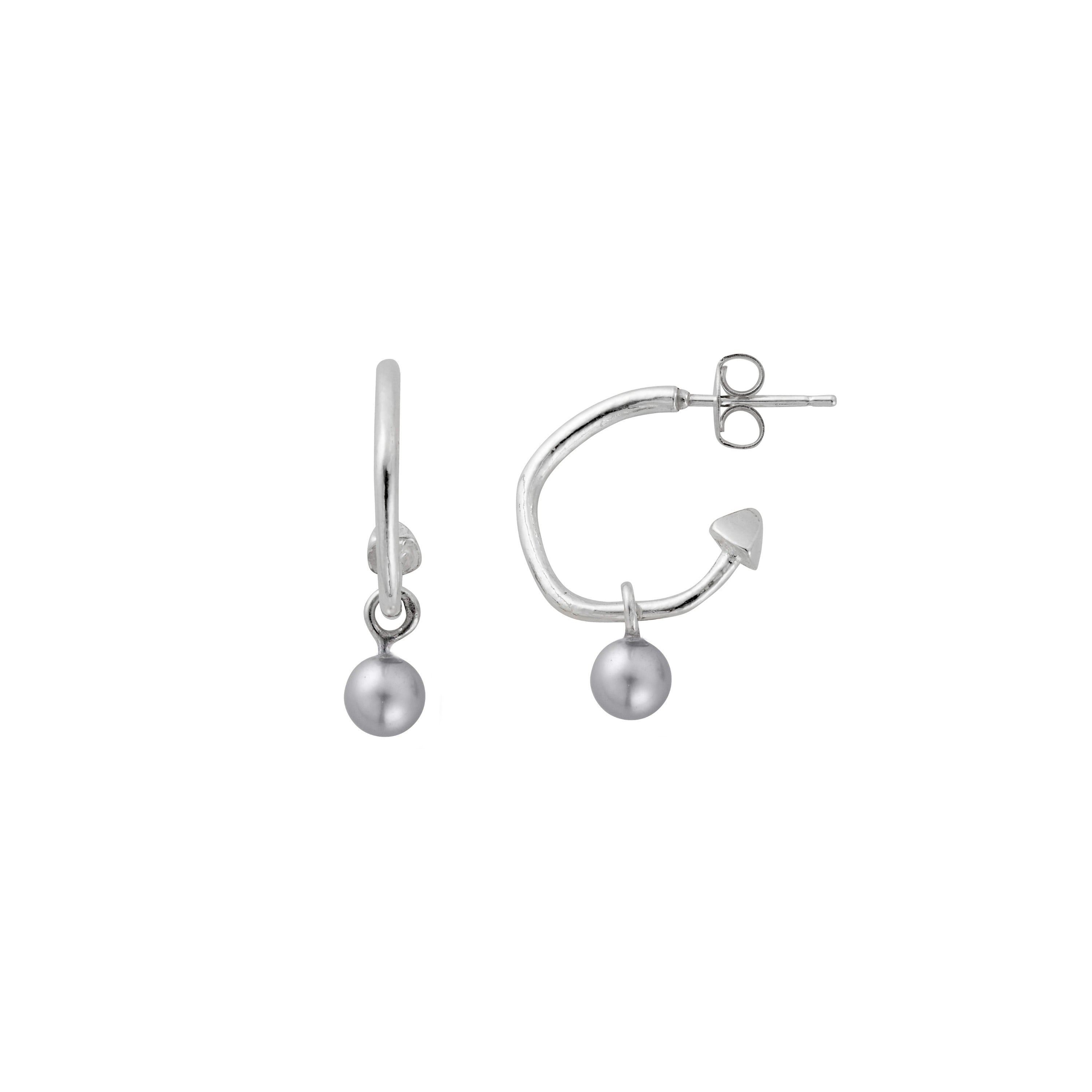 Mini Cupid Hoops With Mini Petrol Pearl Earring Charms