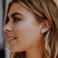 Silver Mini Moon Stud Earrings