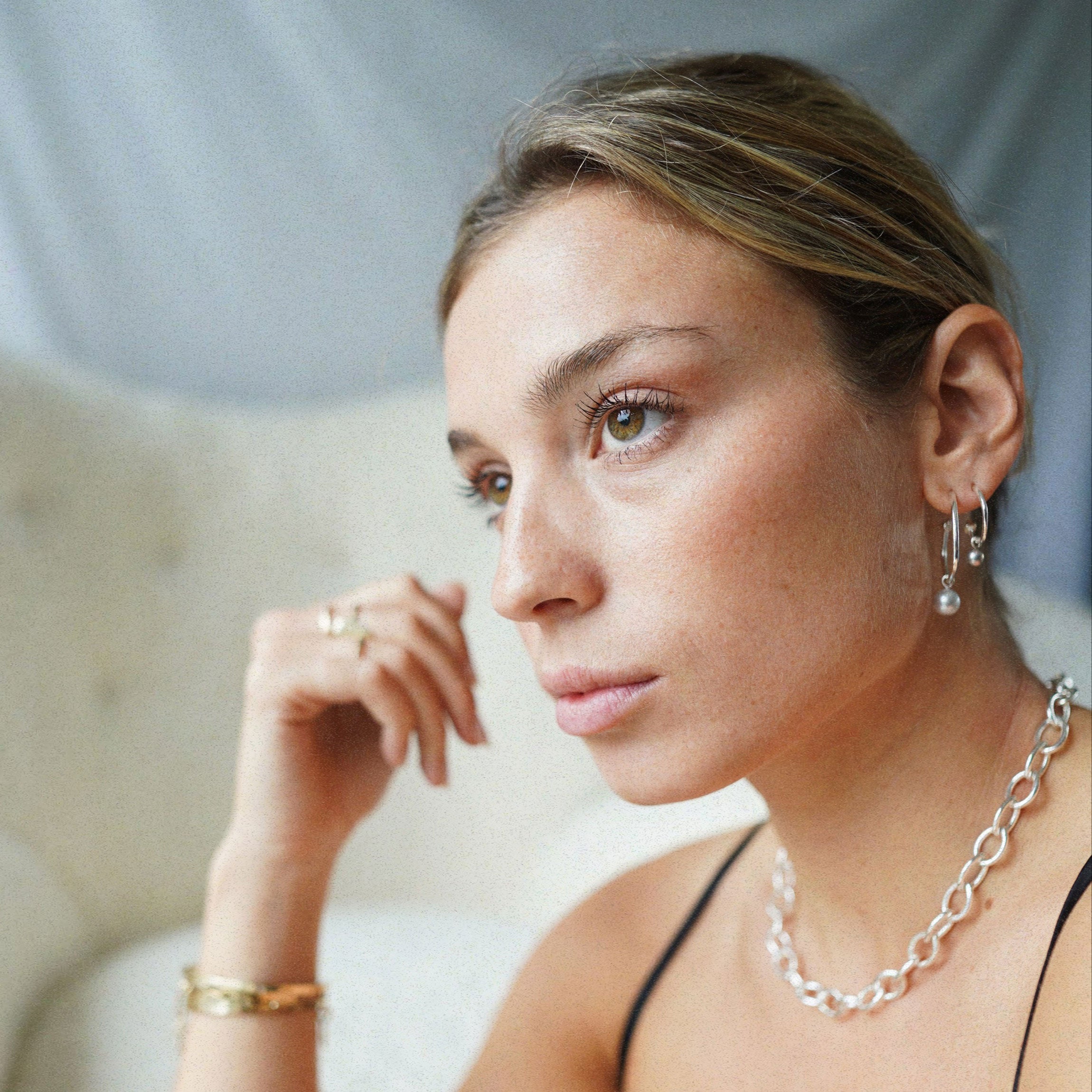 Mini Cupid Hoops With Mini Petrol Pearl Earring Charms