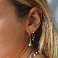 Mini Cupid Hoops With Mini Petrol Pearl Earring Charms