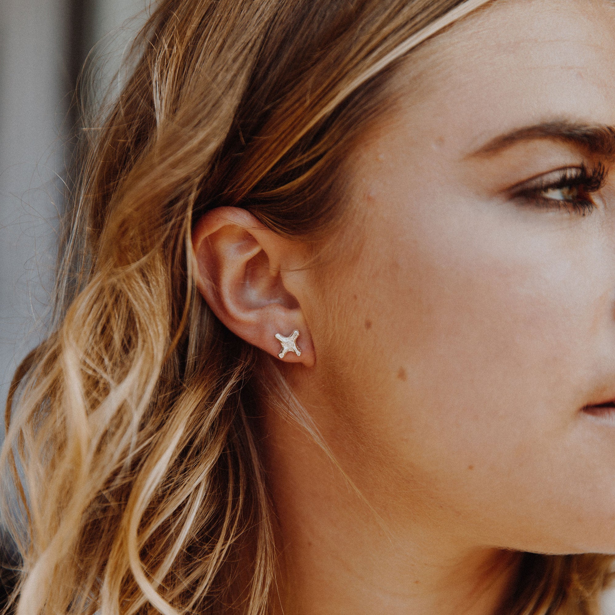 Silver Mini Kiss Stud Earrings