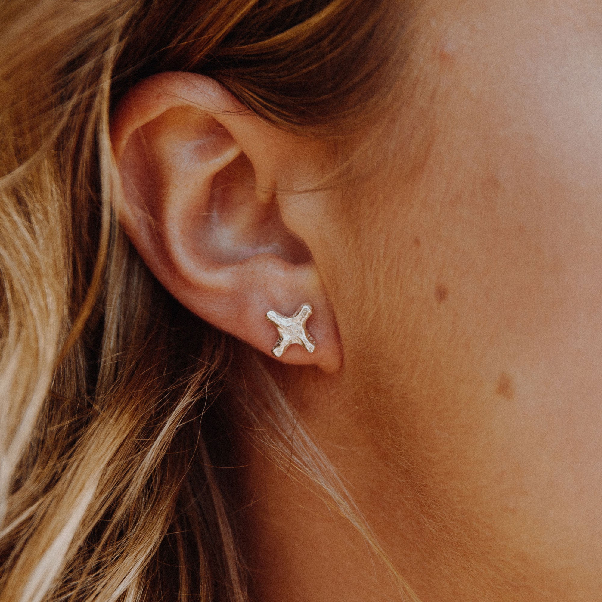 Silver Mini Kiss Stud Earrings