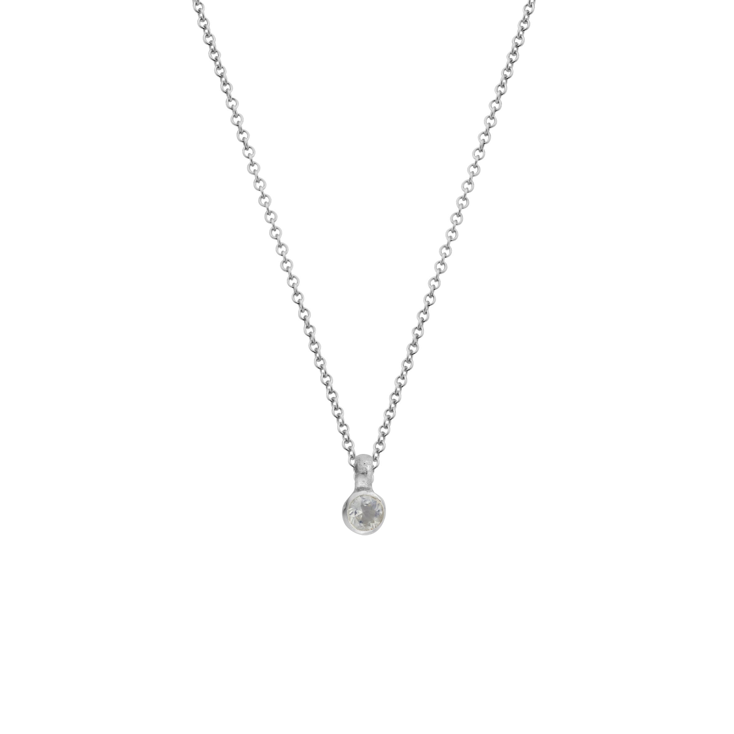 Silver Mini Moonstone Necklace