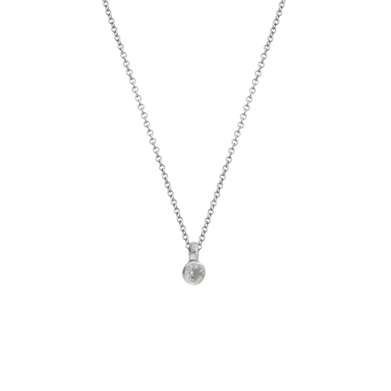 Silver Mini Moonstone Necklace