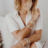 Silver & Gold Mini Open Heart Bangle
