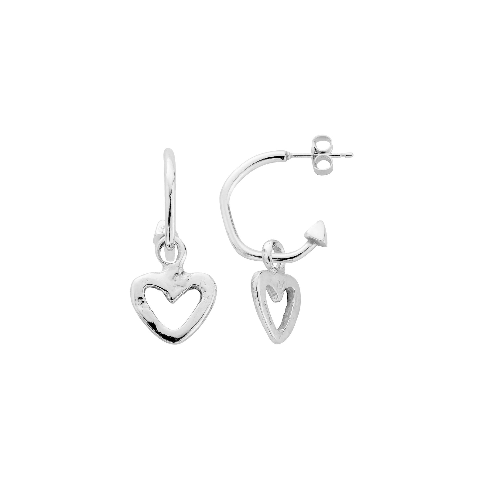 Mini Cupid Hoops With Mini Open Heart Charms