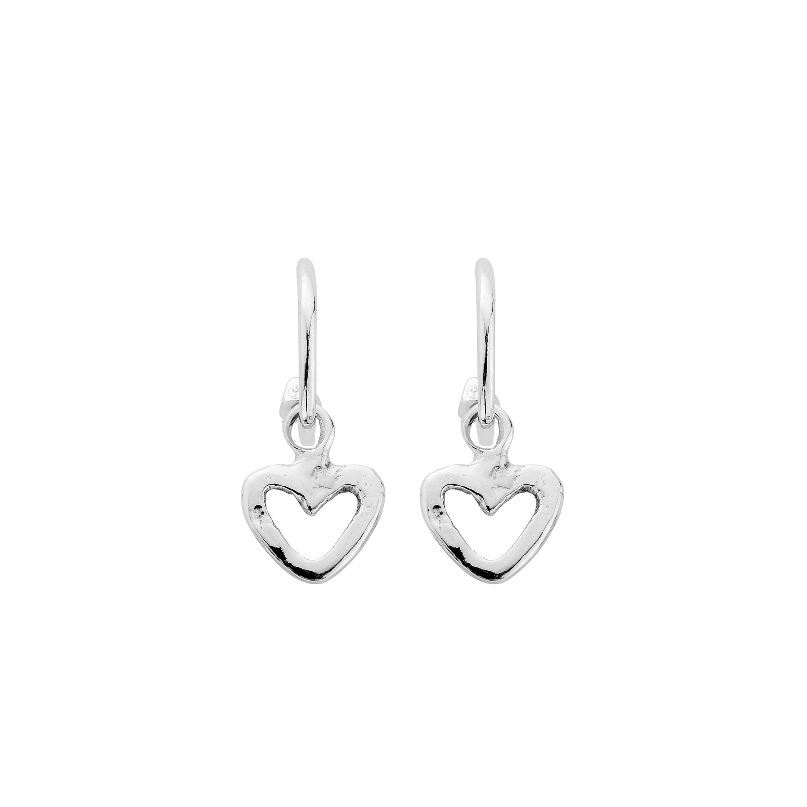 Mini Cupid Hoops With Mini Open Heart Charms