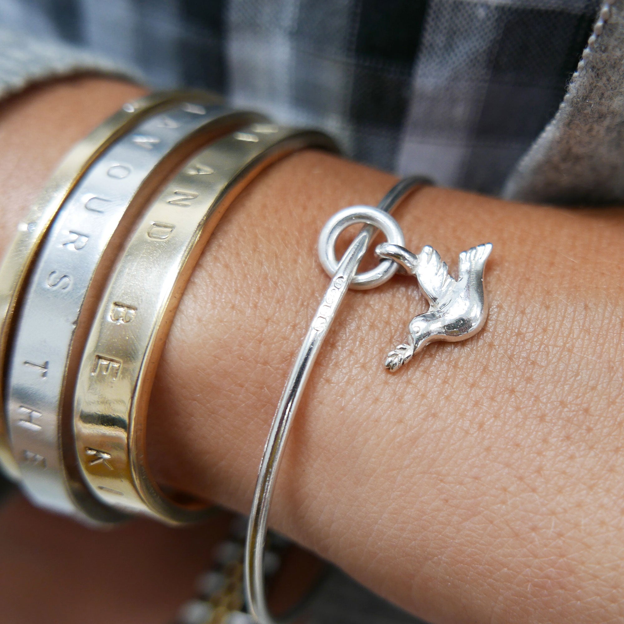 Silver Mini Turtle Dove Bangle