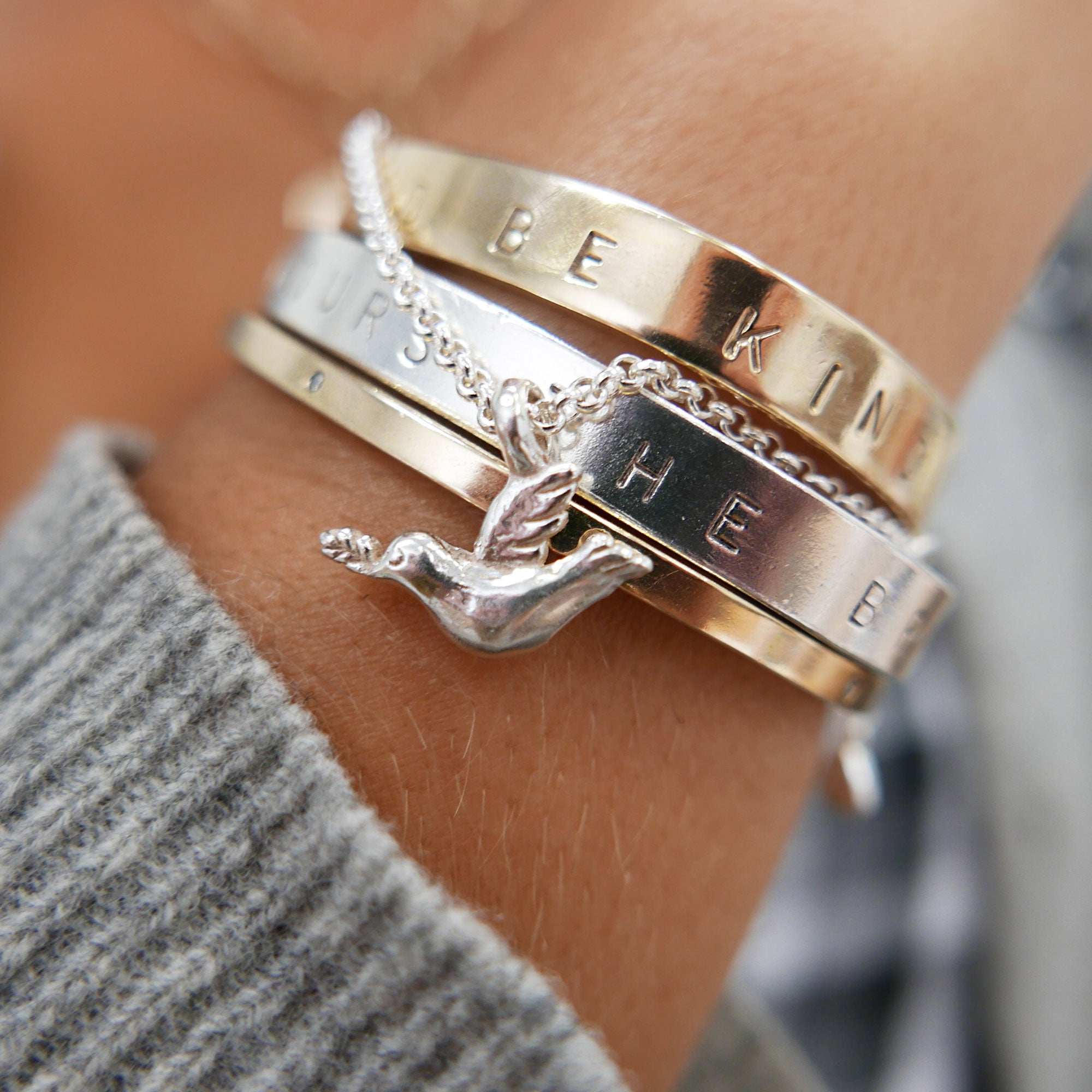 Silver Mini Turtle Dove Chain Bracelet