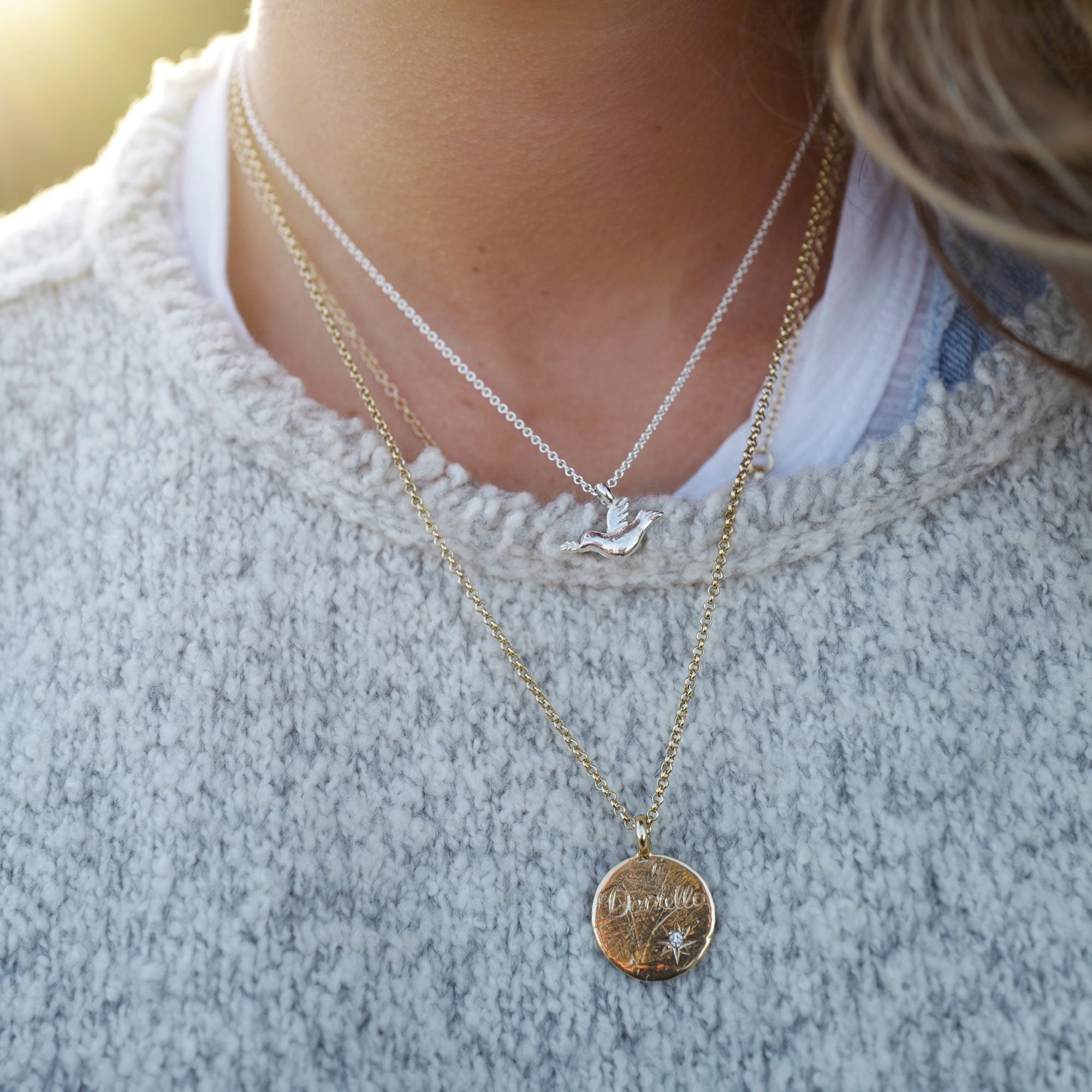 Silver Mini Turtle Dove Necklace