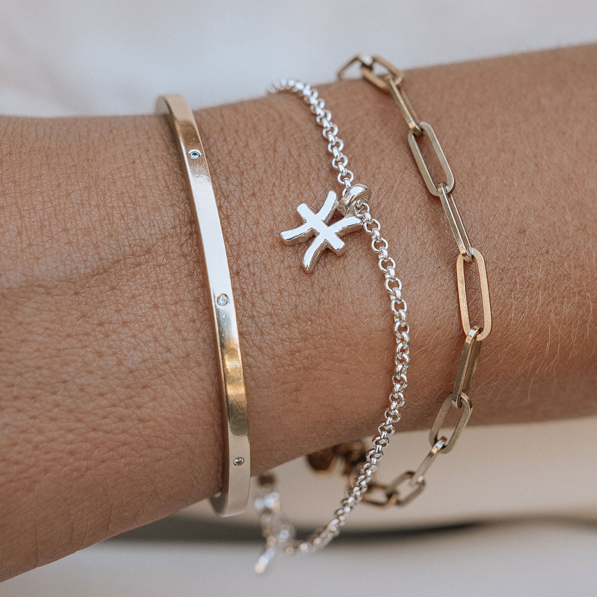 Silver Pisces Mini Horoscope Chain Bracelet