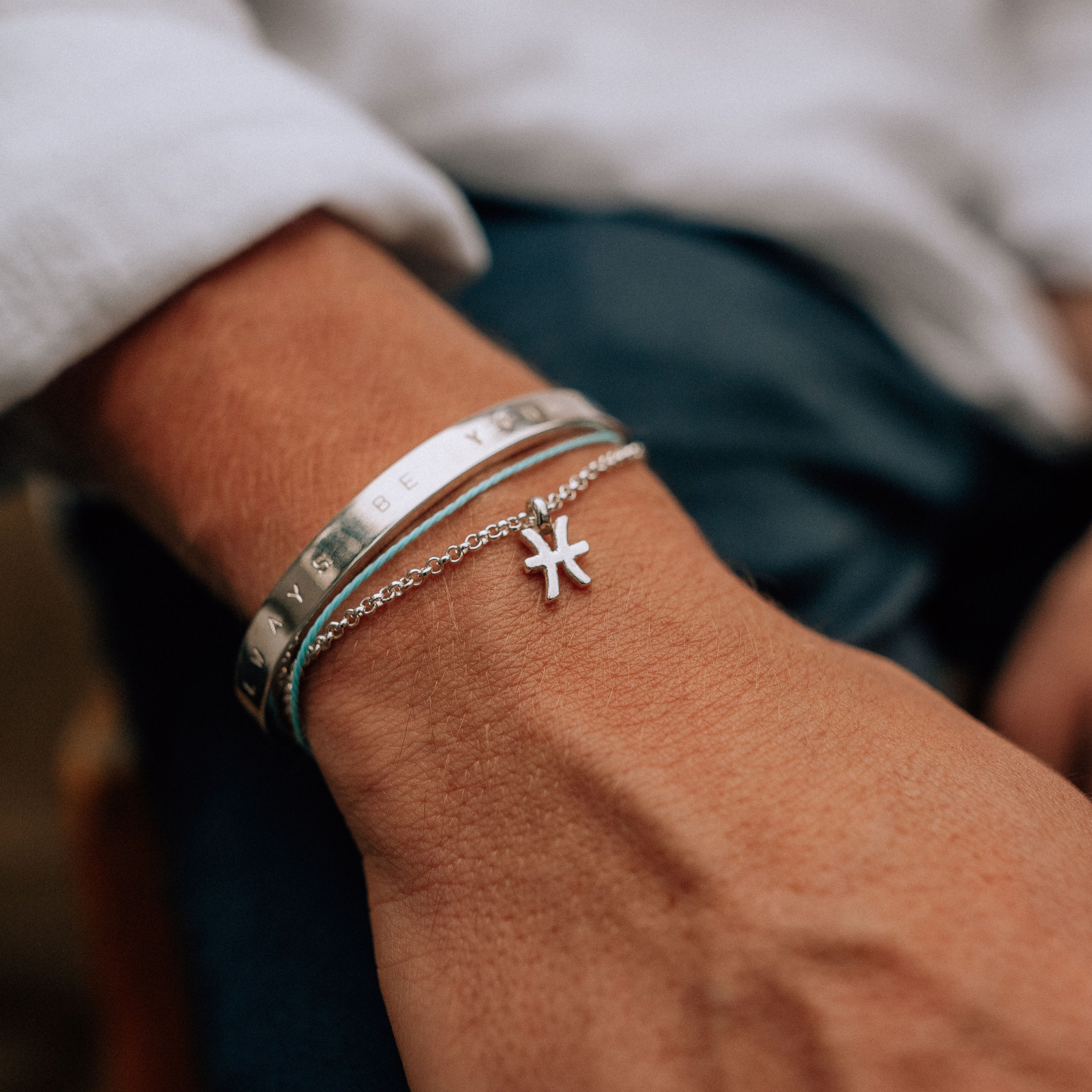 Silver Pisces Mini Horoscope Chain Bracelet
