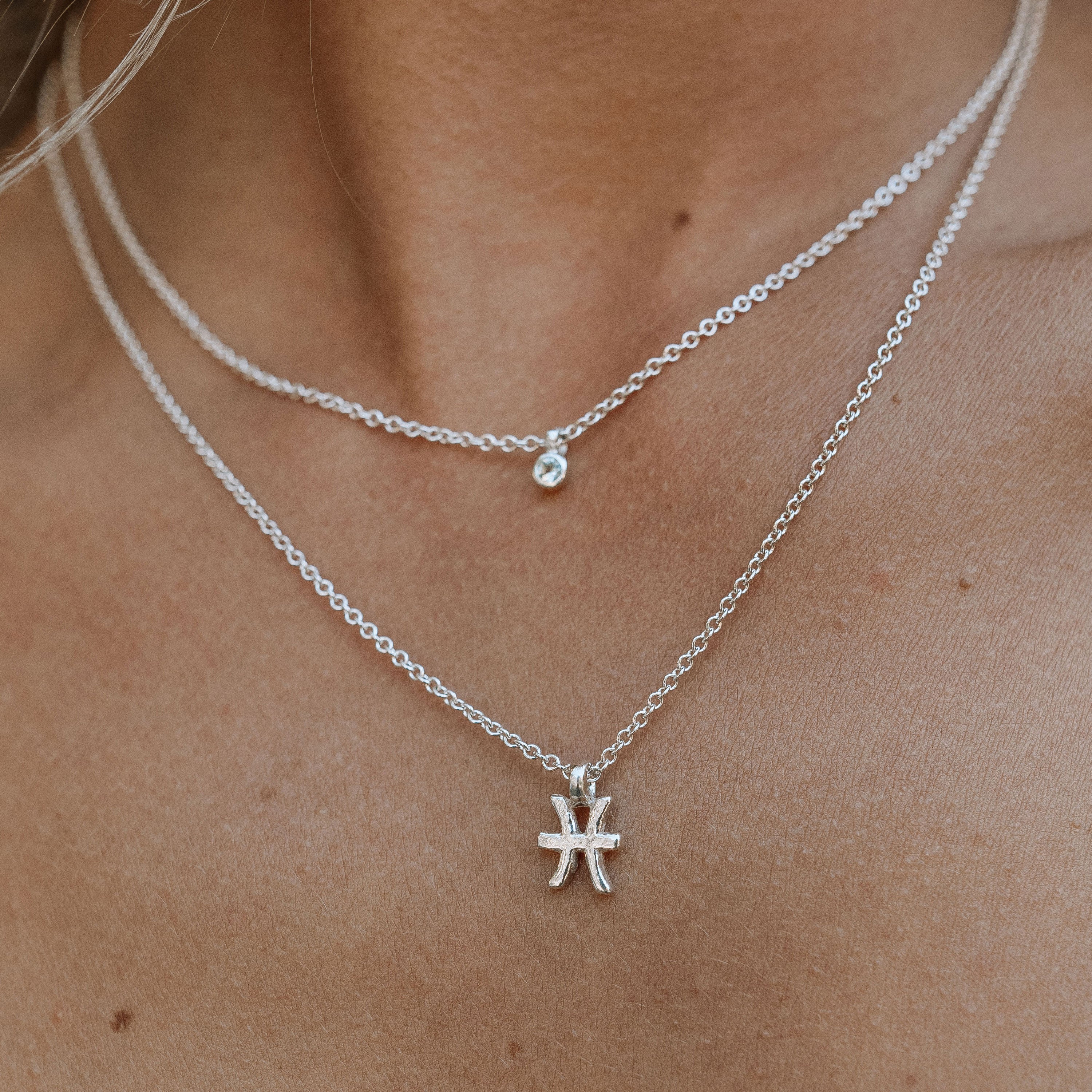 Silver Pisces Mini Horoscope Necklace