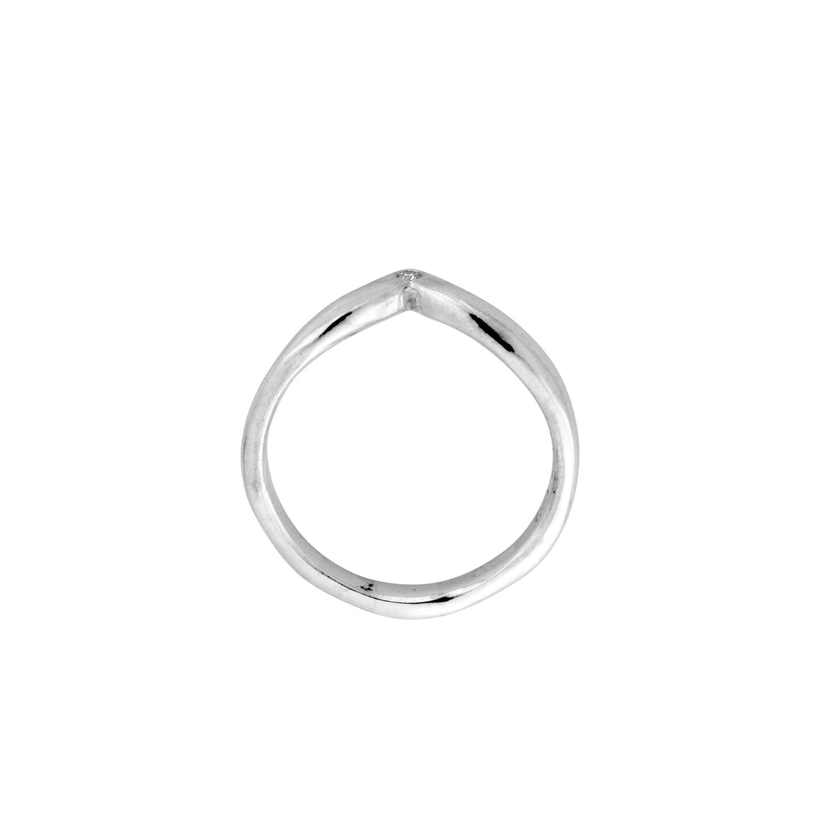 Silver Single Diamond Wishbone Band