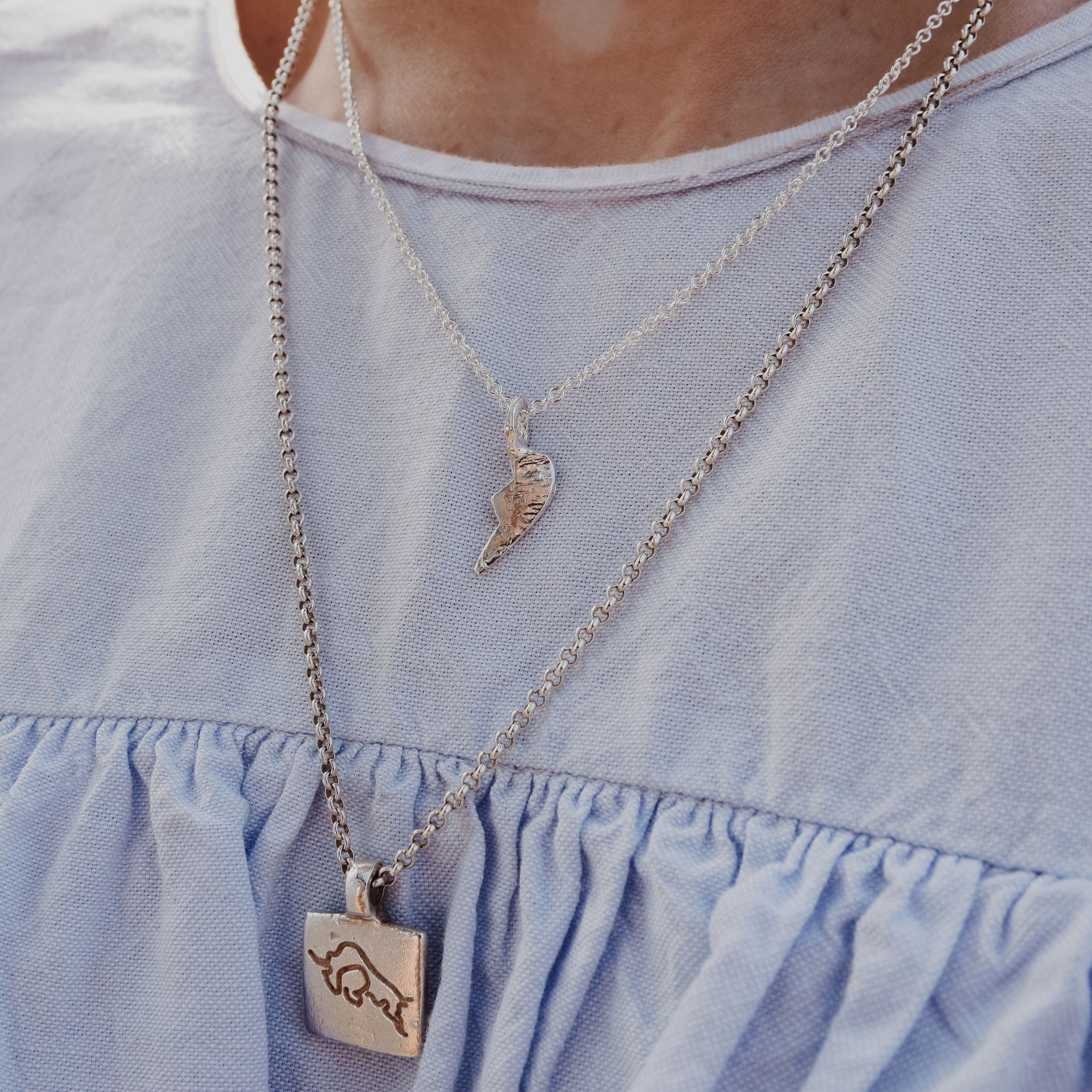 Silver Mini Best Friend Split Heart Necklace