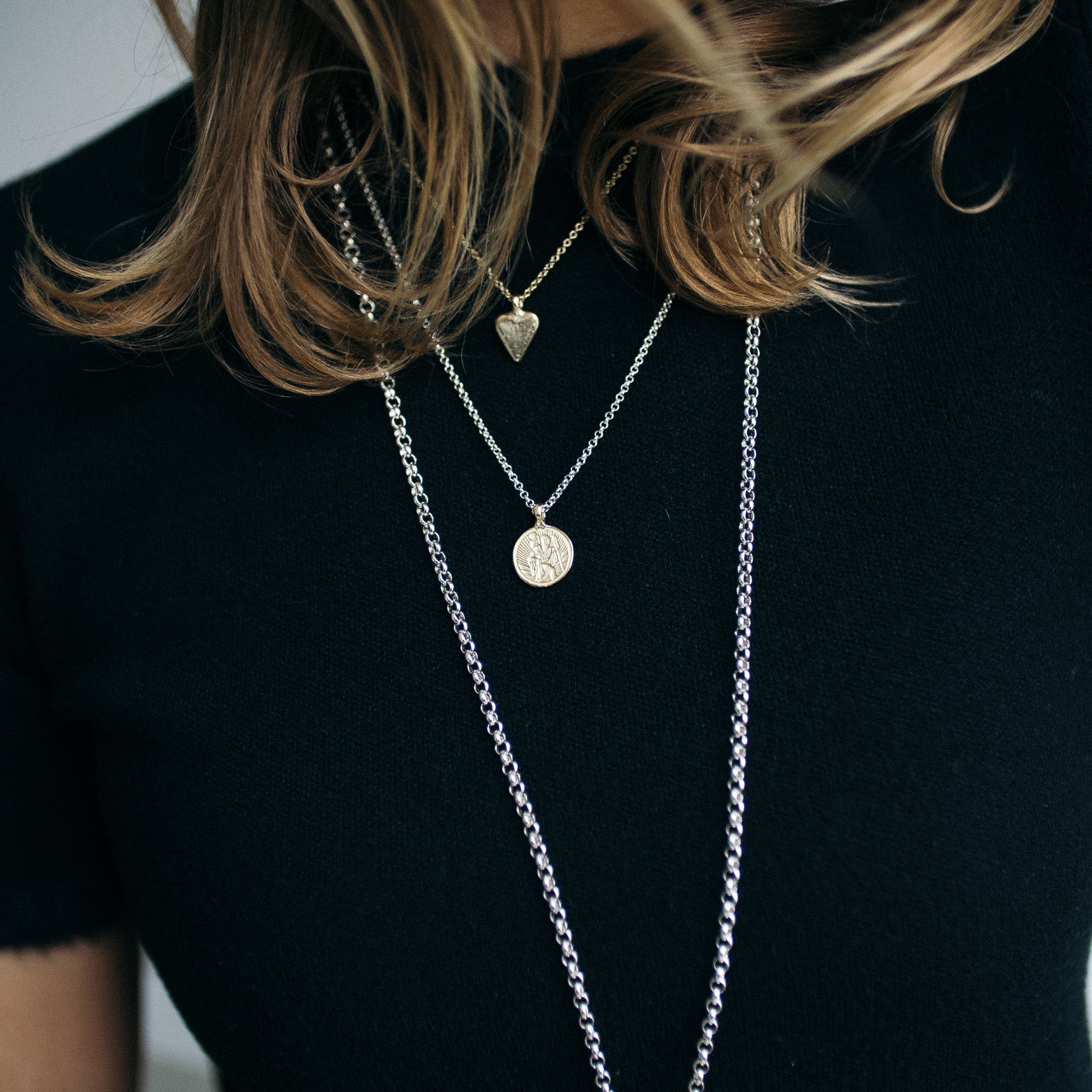 Silver & Gold Medium St Christopher Necklace