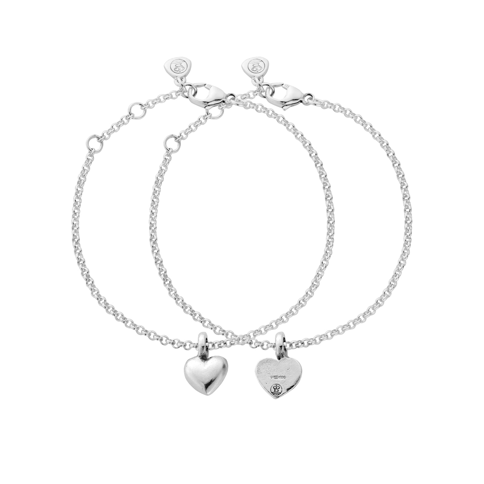 Silver Think of Me Heart Chain Bracelets