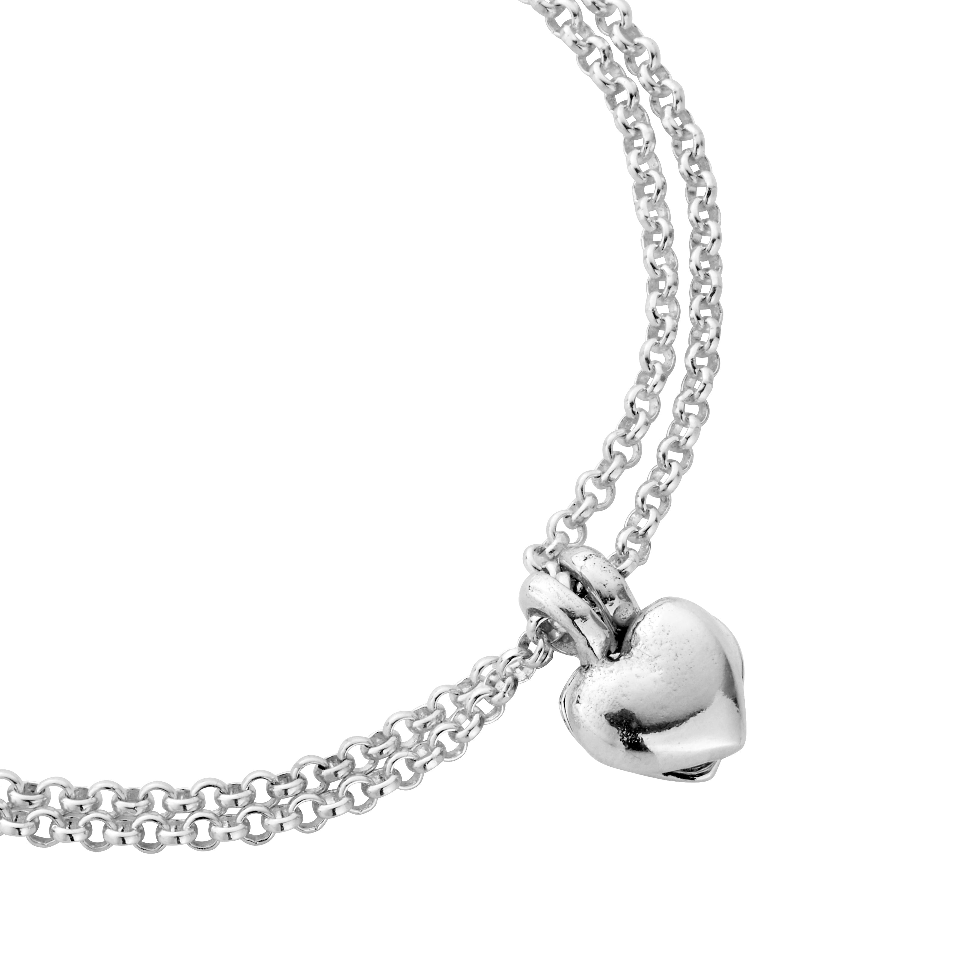 Silver Think of Me Heart Chain Bracelets