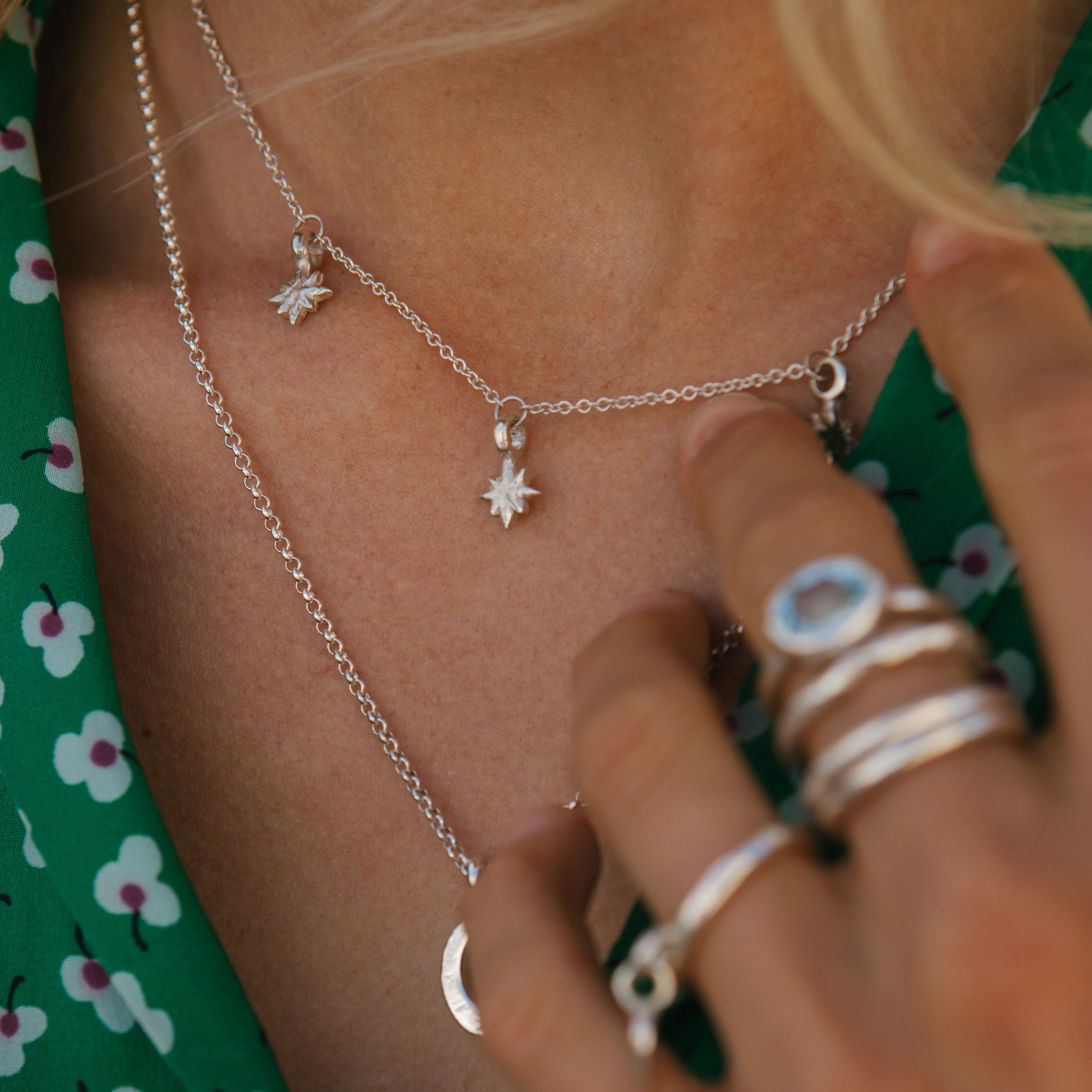 Silver Three Baby North Star Necklace