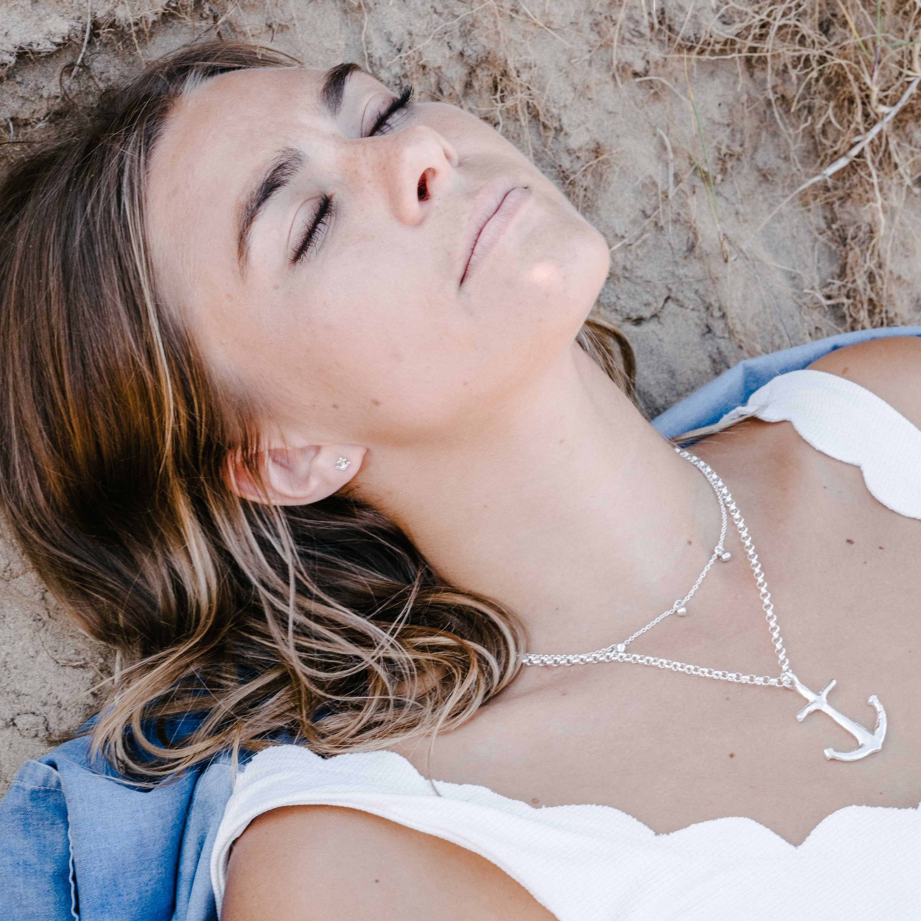 Silver Tiny Anchor Ear Charm Set