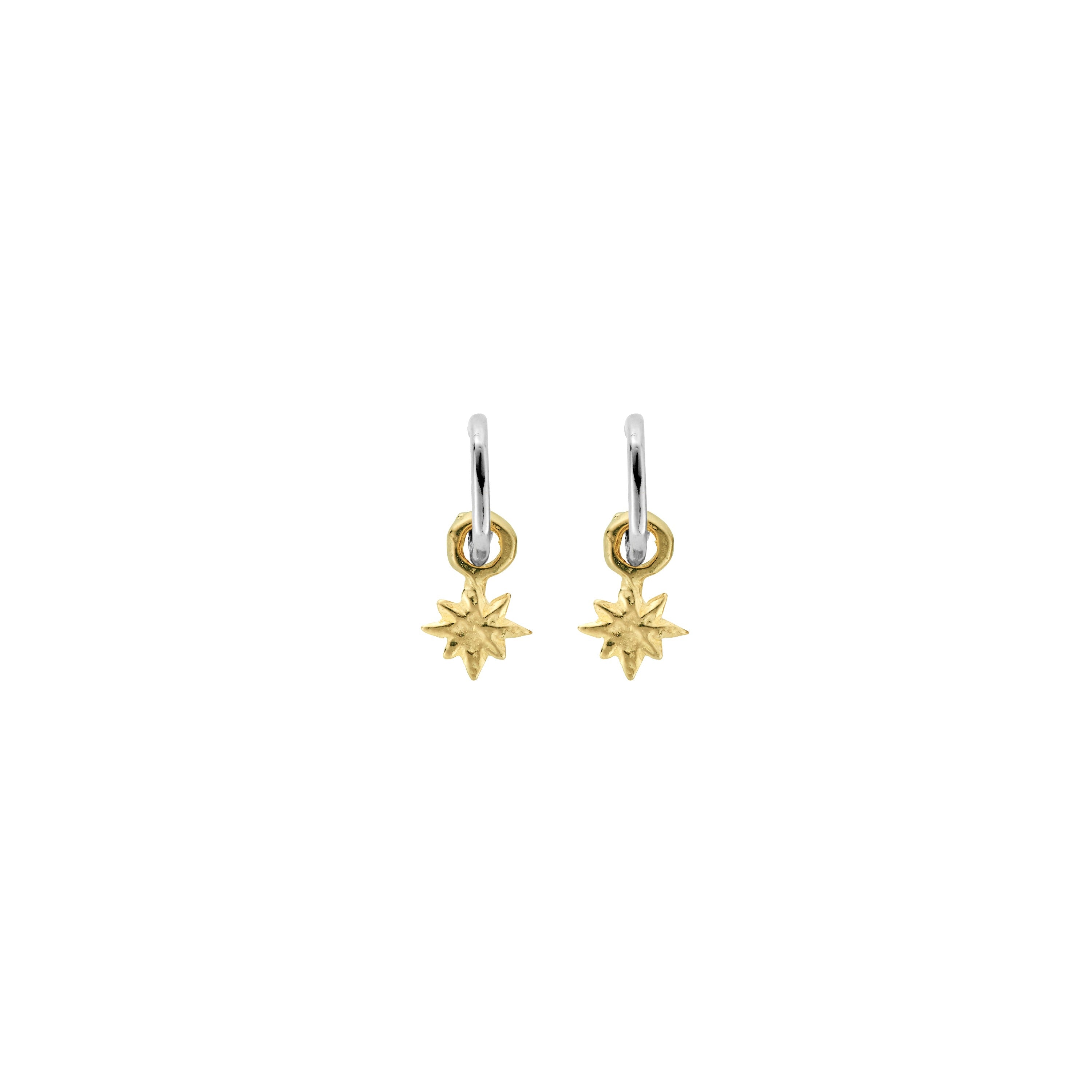 Tiny Cupid Hoops With Gold Baby North Star Charms