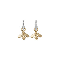 Silver Tiny Cupid Hoops with Gold Mini Honey Bee Charms