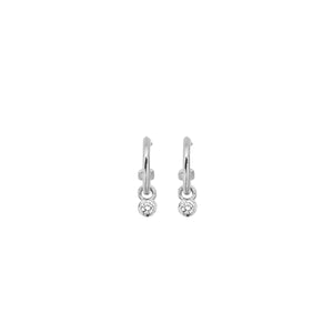Silver Tiny Cupid Hoops With Mini Diamond Earring Charms
