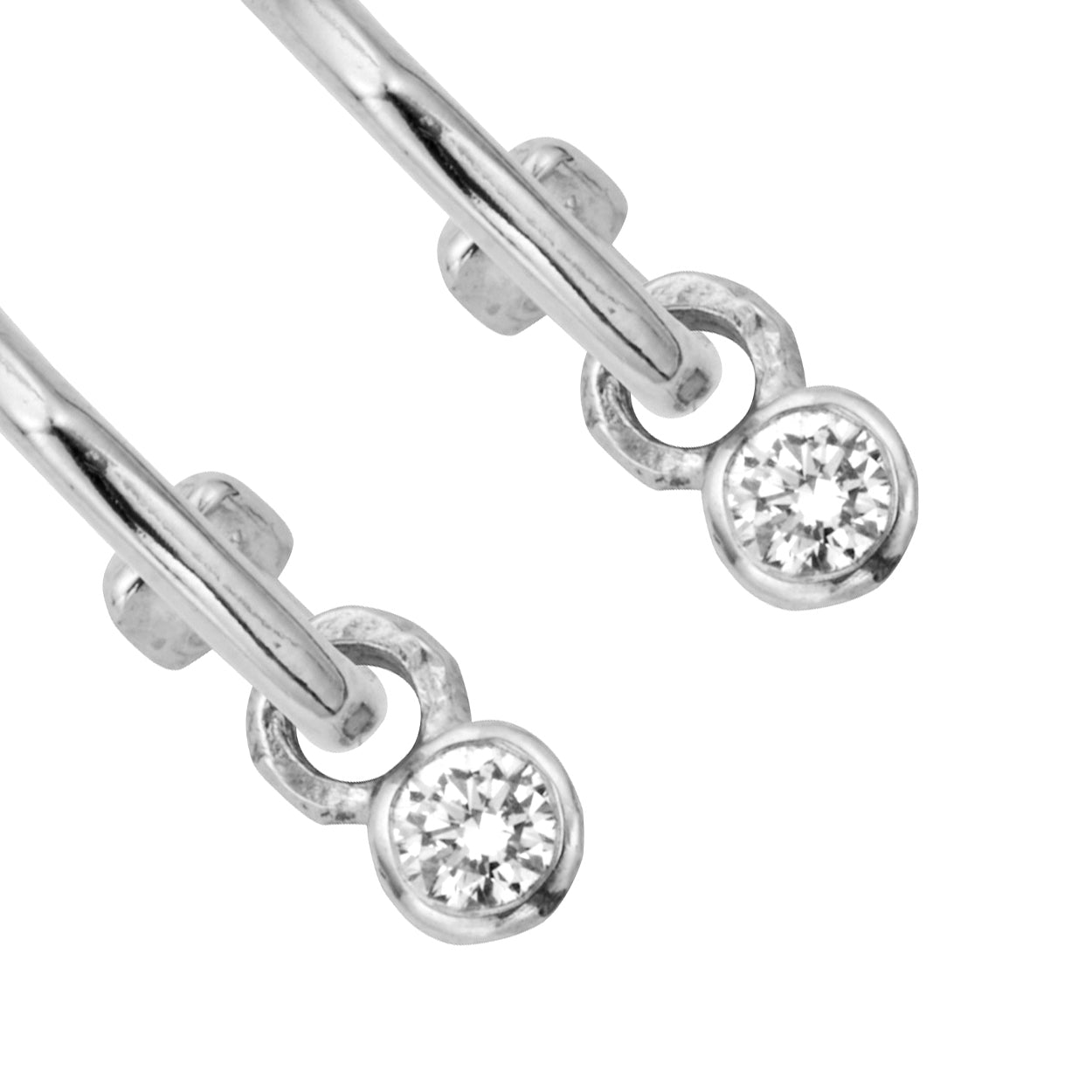 Silver Tiny Cupid Hoops With Mini Diamond Earring Charms