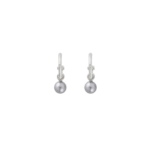 Tiny Cupid Hoops With Mini Petrol Pearl Earring Charms