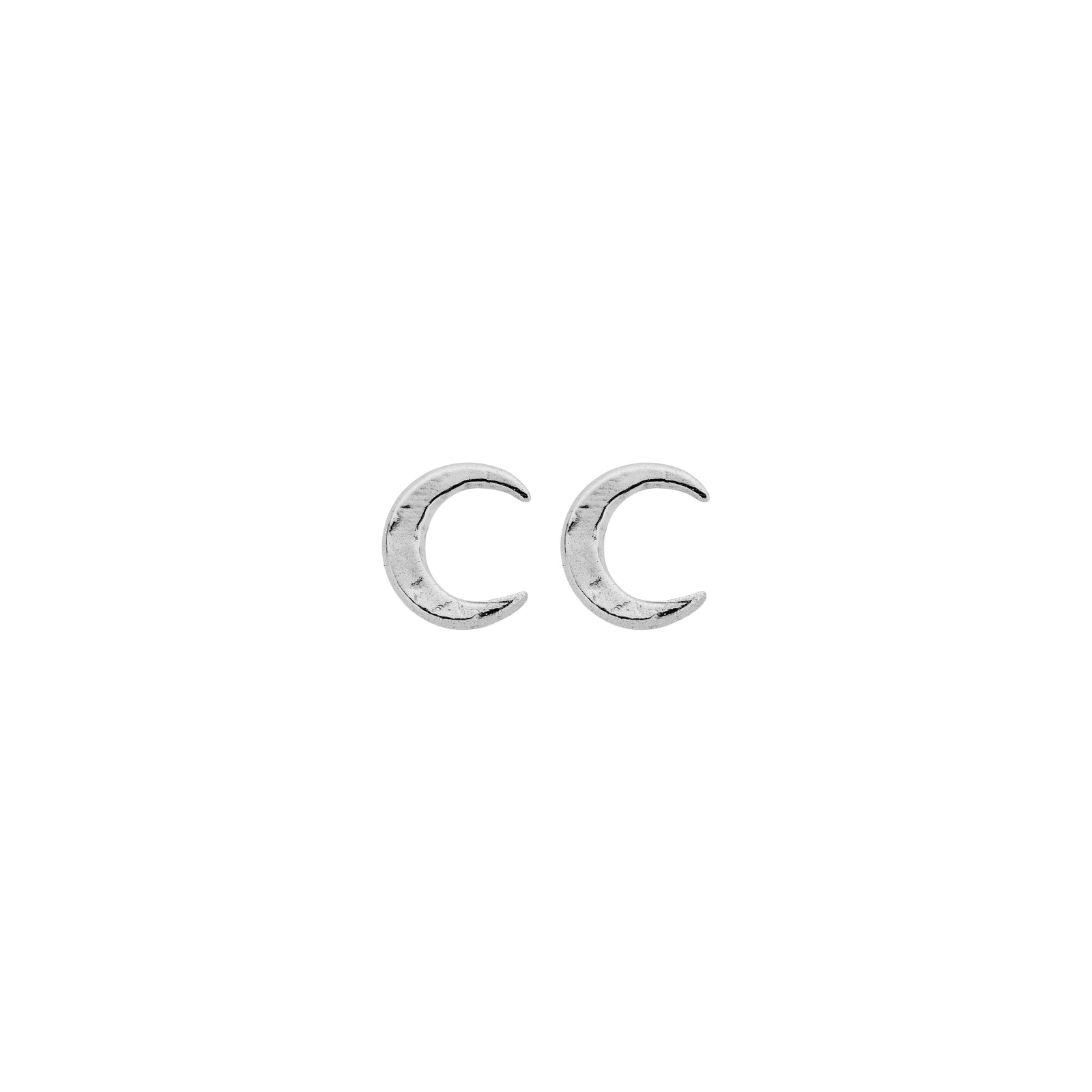 Silver Tiny Moon Ear Charm Set