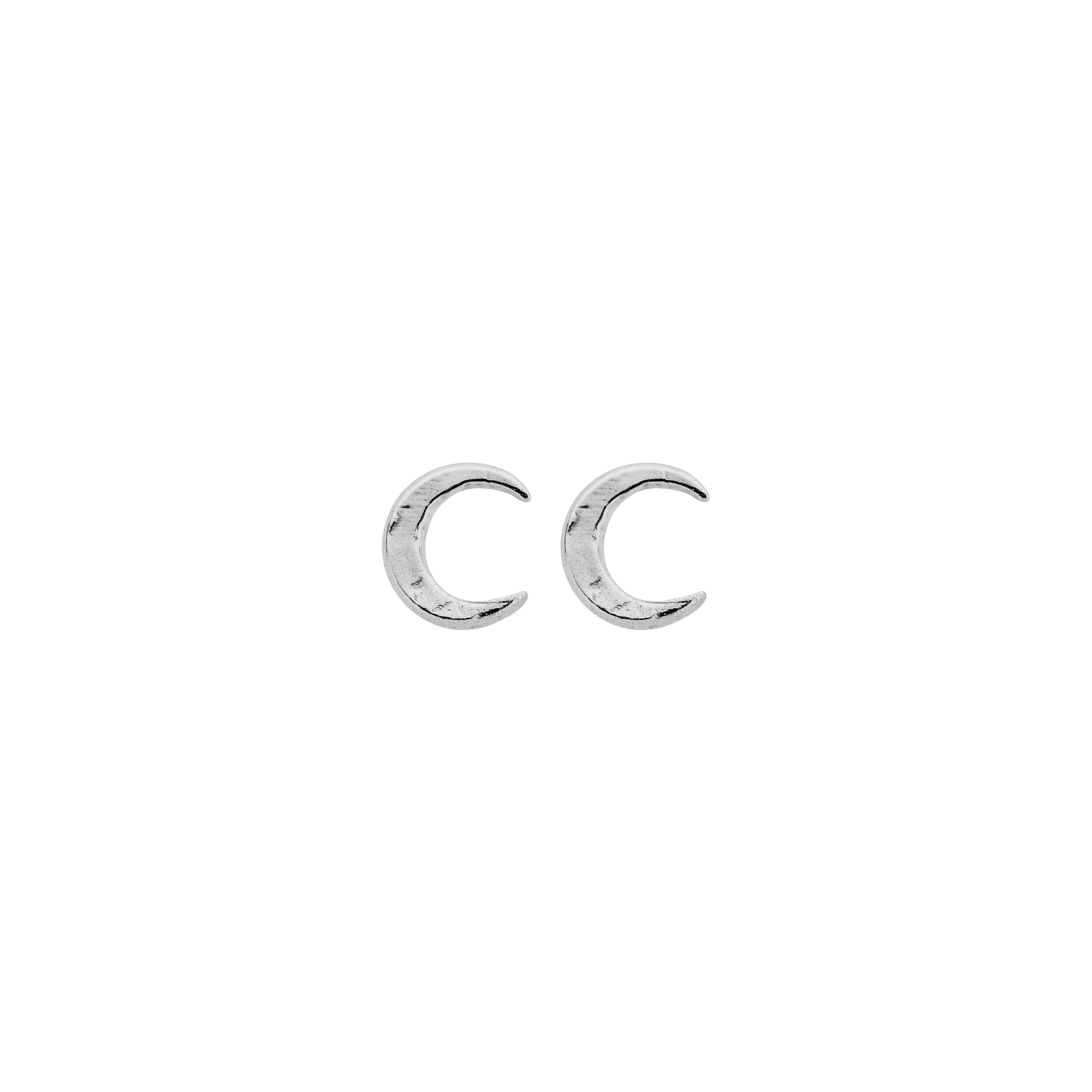 Silver Tiny Moon Ear Charm Set