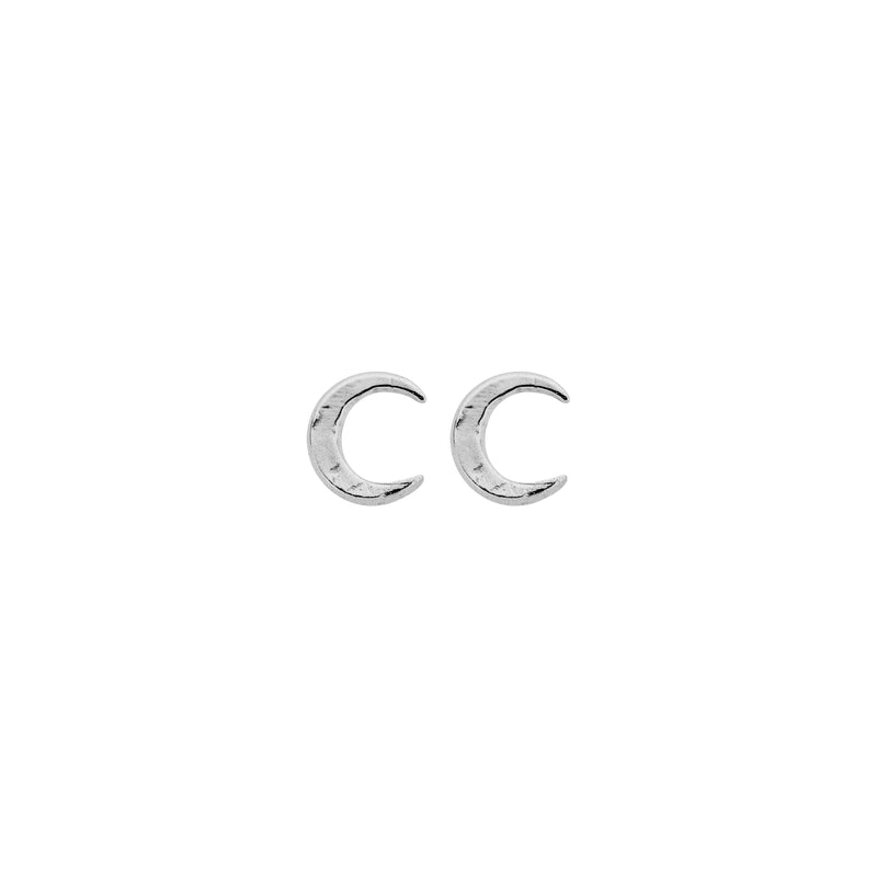 Silver Tiny Moon Ear Charm Set
