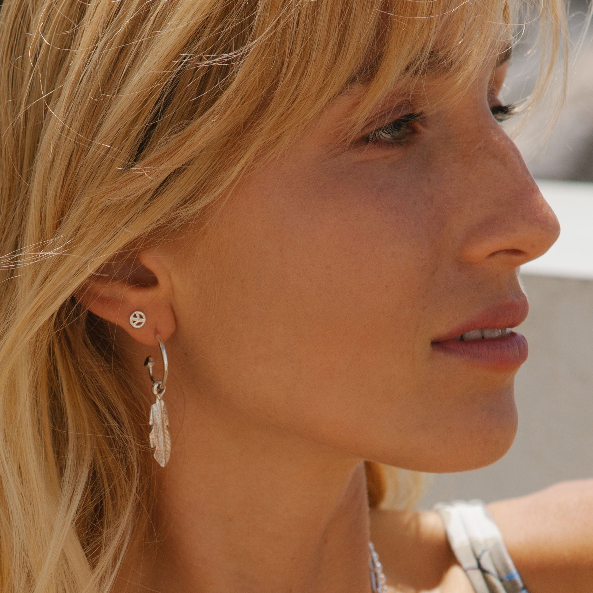 Silver Tiny Peace Ear Charm Set
