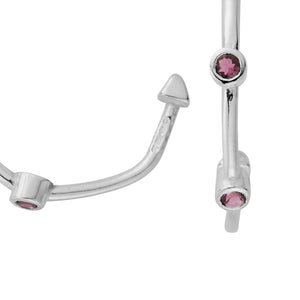 Silver Tourmaline Maxi Midnight Hoop Earrings