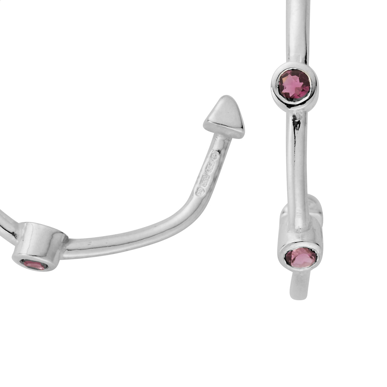 Silver Tourmaline Maxi Midnight Hoop Earrings