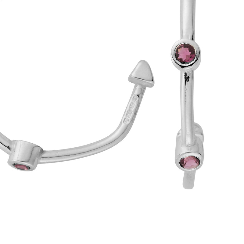 Silver Tourmaline Maxi Midnight Hoop Earrings