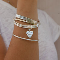 Silver Medium You Are Loved Trio Bangle